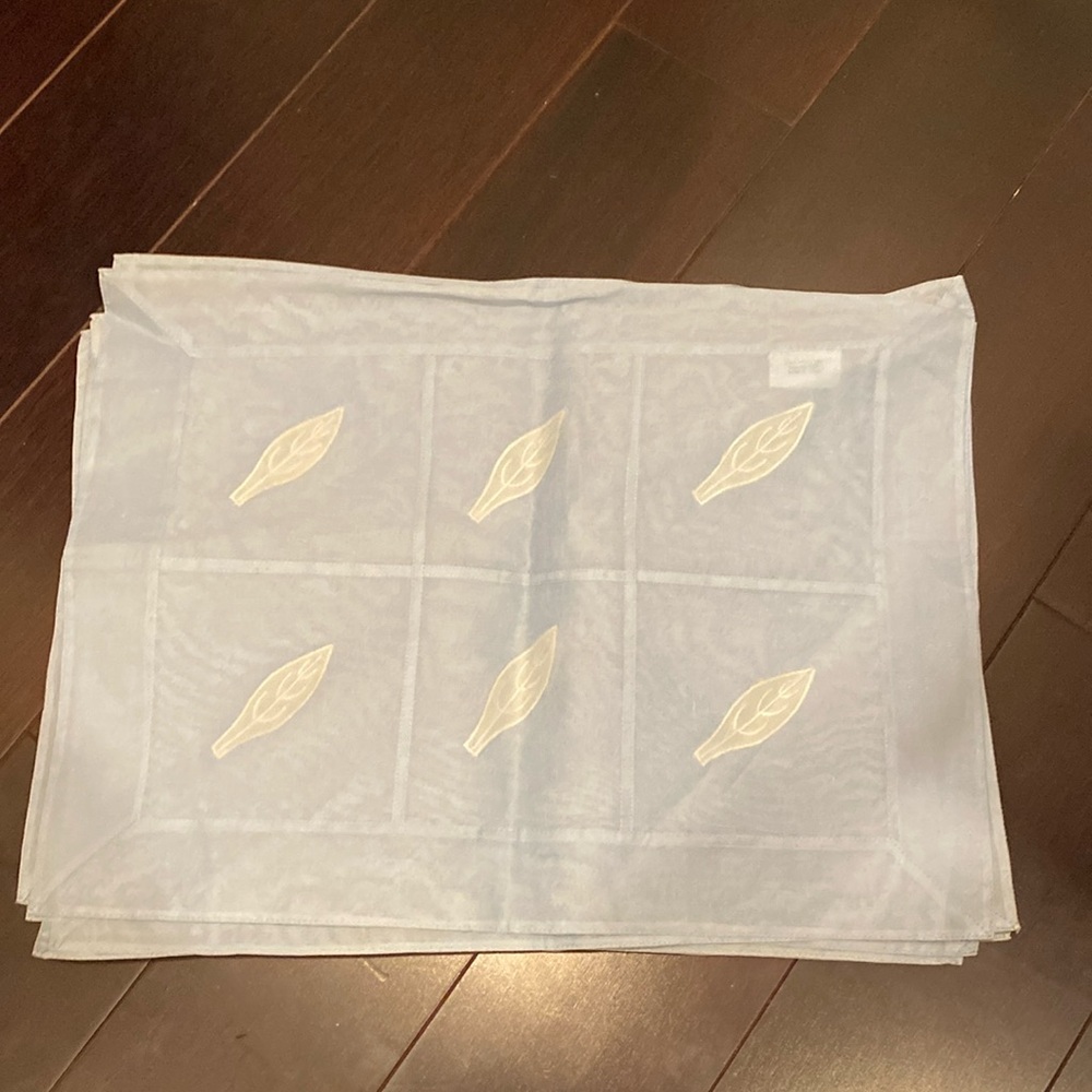 Crate&Barrel Floating Leaves light blue placemats